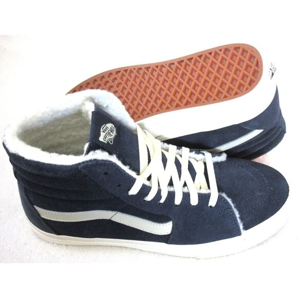 Vans Men's Sk8-Hi Cozy Hug Lined Parisian Night Blue White shoes Sizes NIB - Picture 2 of 5